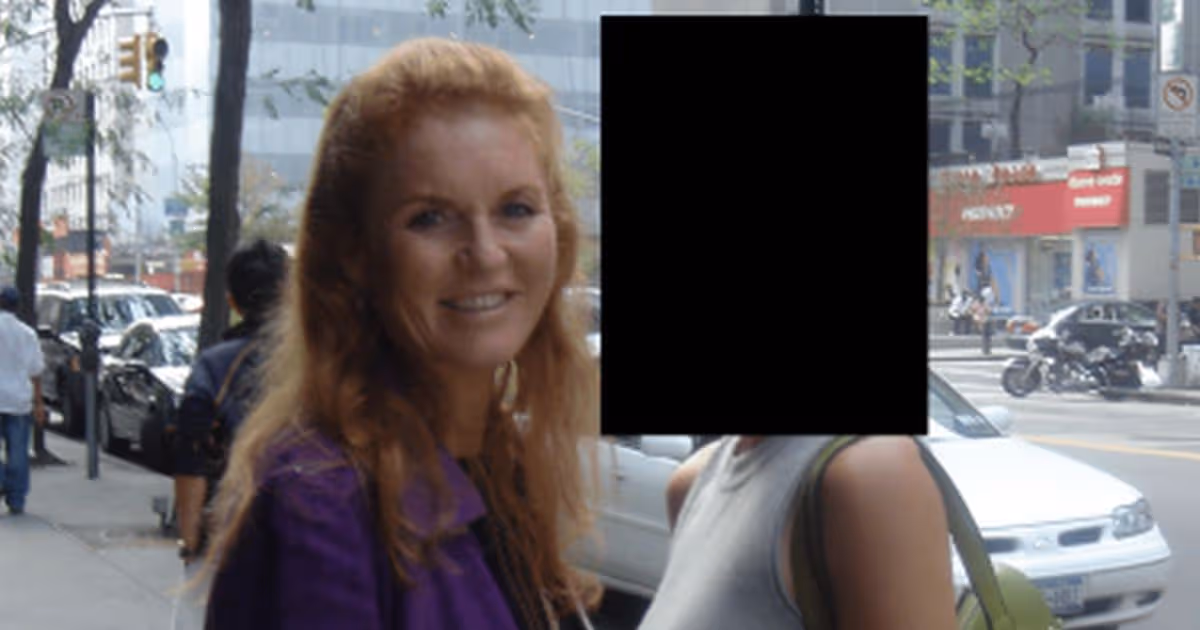 Sarah, pictured here in the Epstein files, wrote 'love you' to the sex offender, new documents show