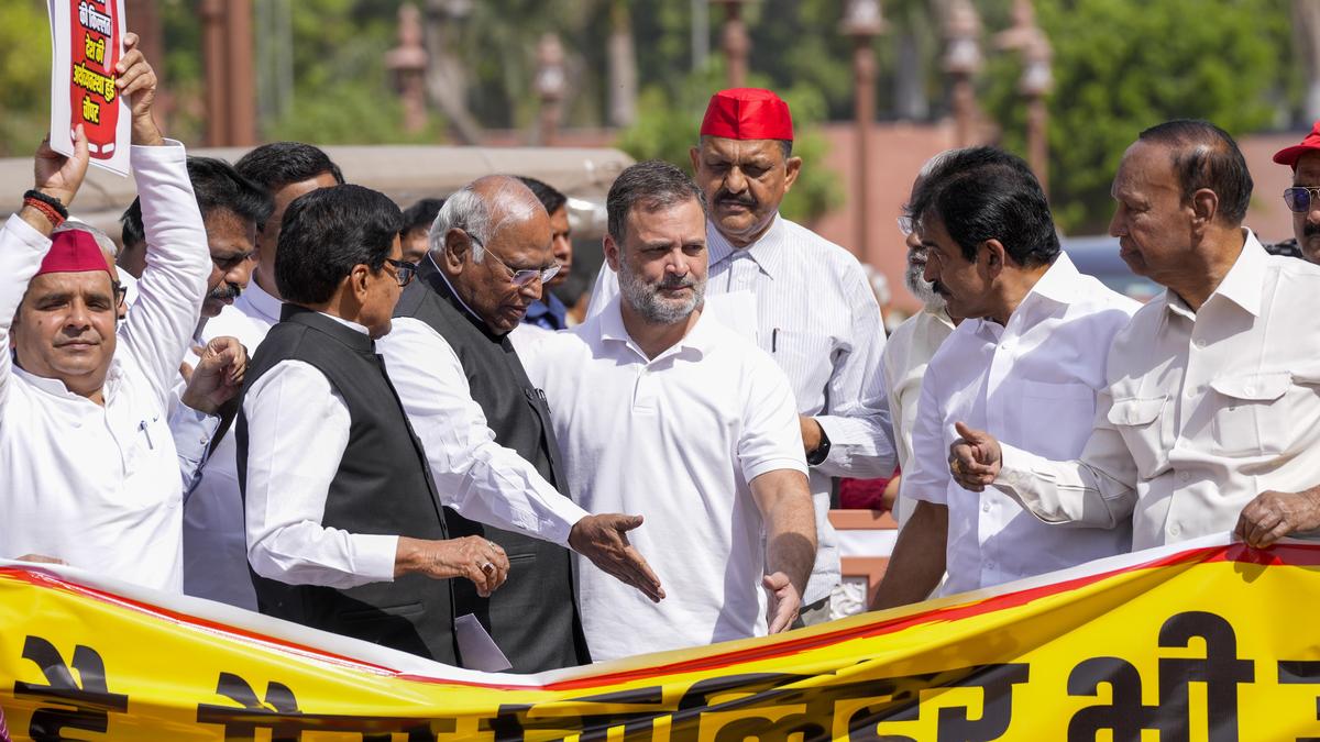 Parliament Budget Session 2026: Opposition MPs protest over shortage of commercial LPG cylinders